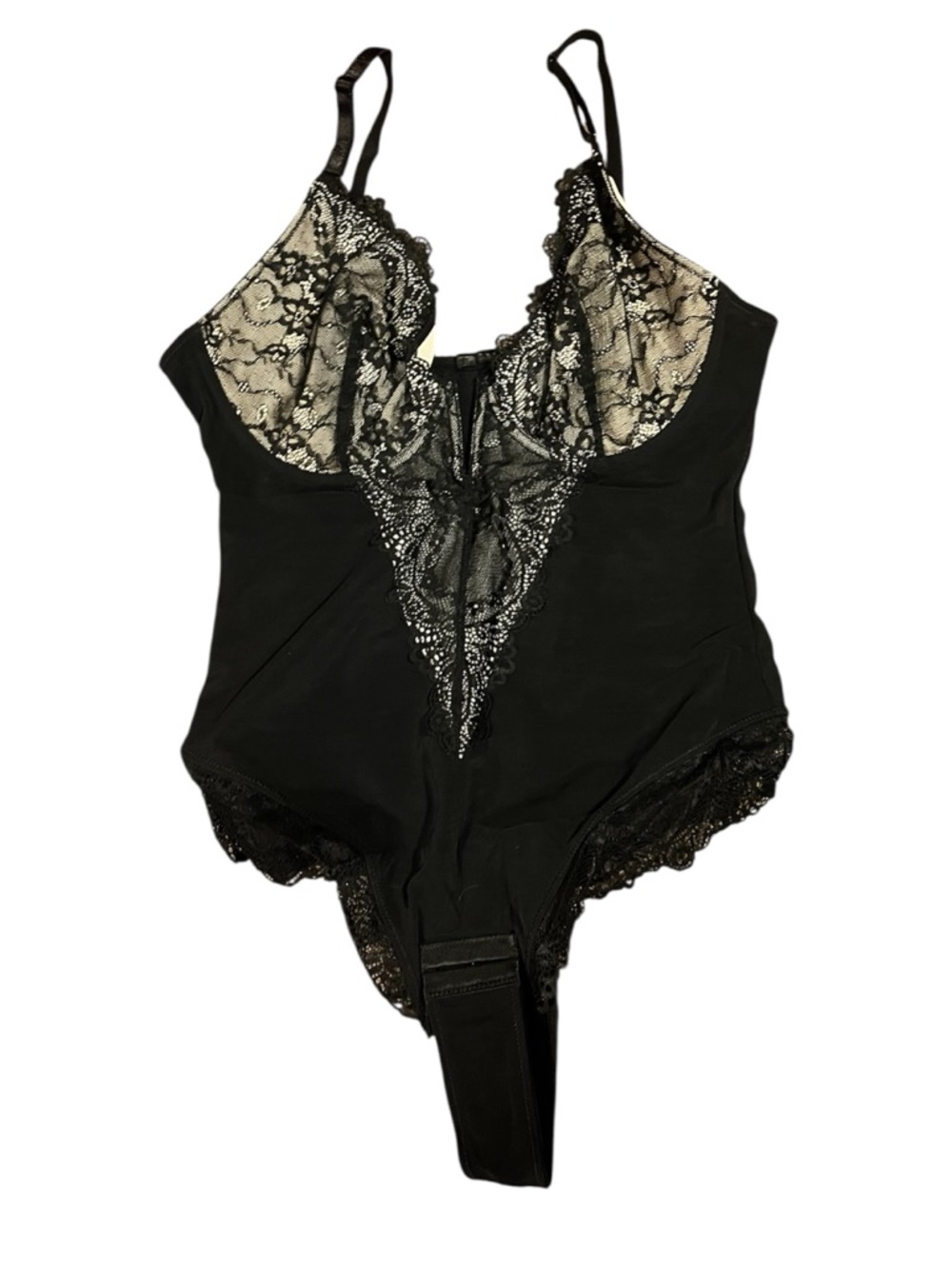 New! Black Lace Thong Bodysuit Medium